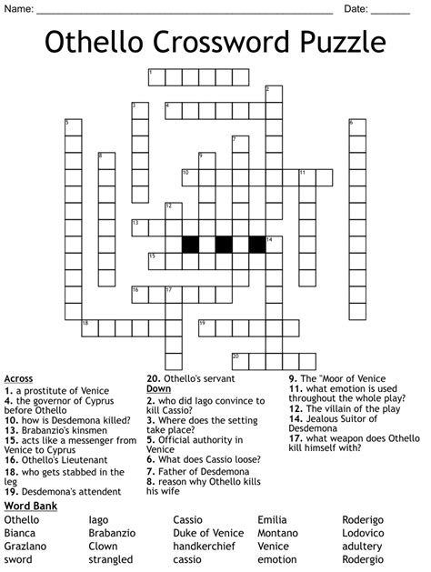 The Crossword Solver finds answers to classic crosswords and cryptic crossword puzzles. . Othello for one crossword clue 4 letters